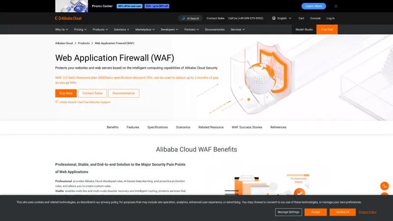 Homepage of Alibaba Cloud WAF