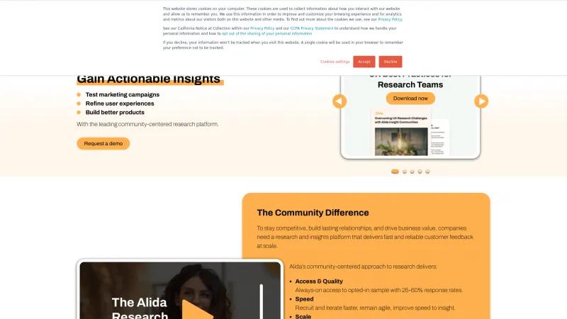 Homepage of Alida