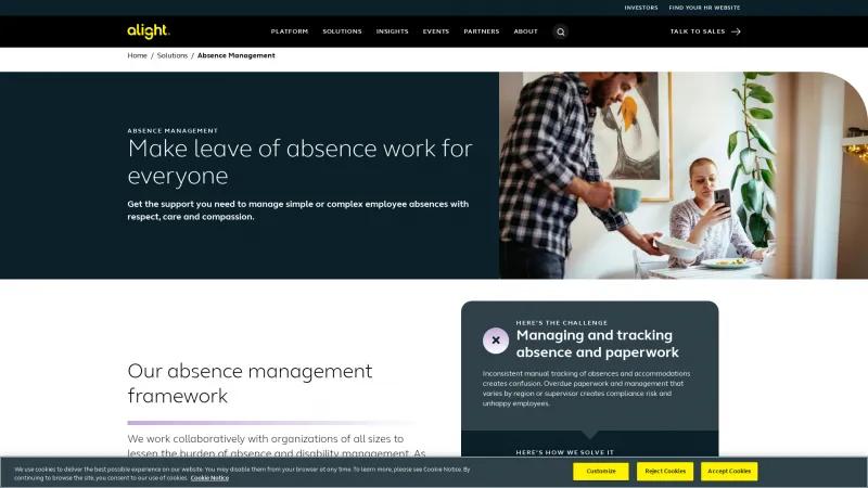 Homepage of AbsenceConnect