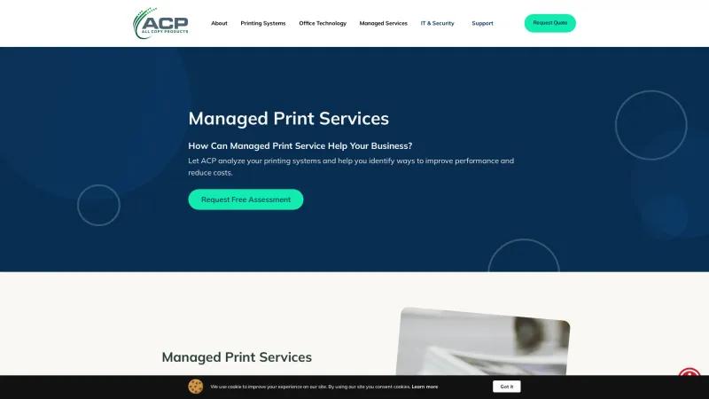 Homepage of ACP Managed Print Services