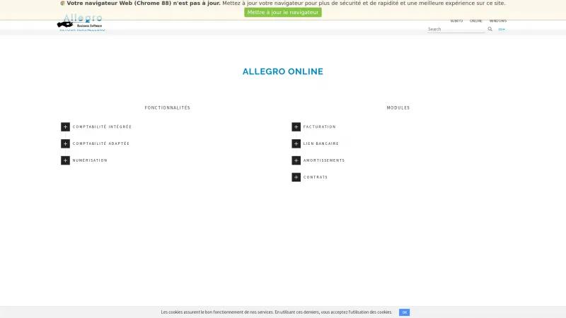 Homepage of Allegro Online