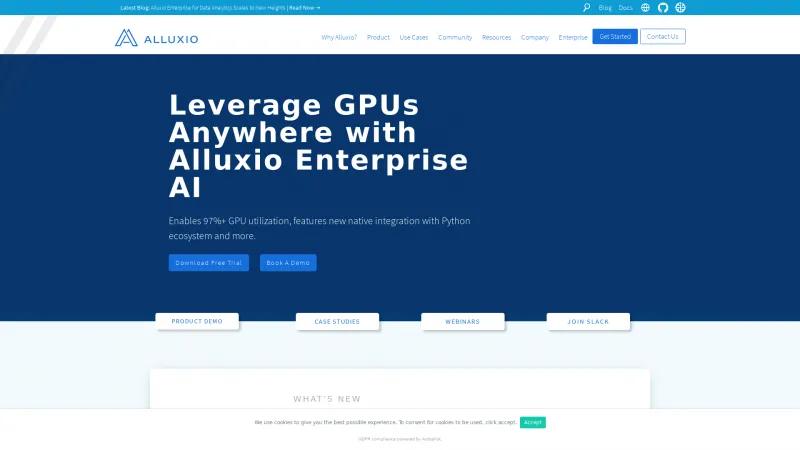 Homepage of Alluxio