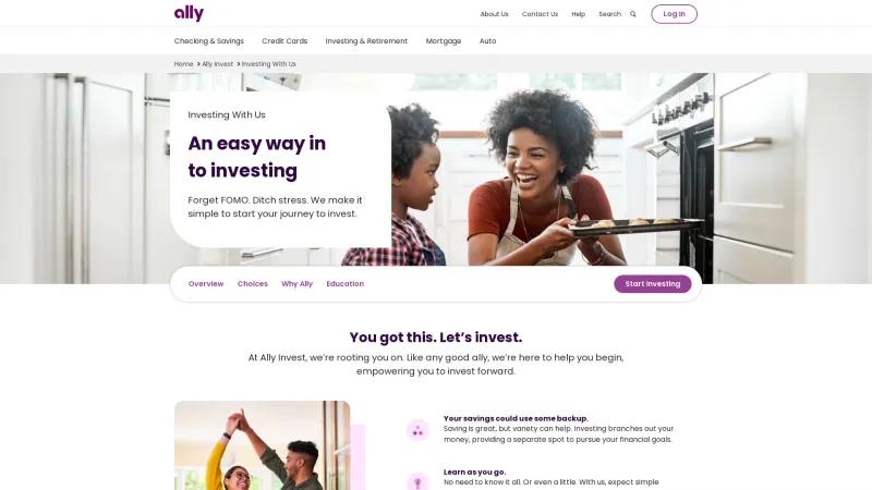 Homepage of Ally Invest