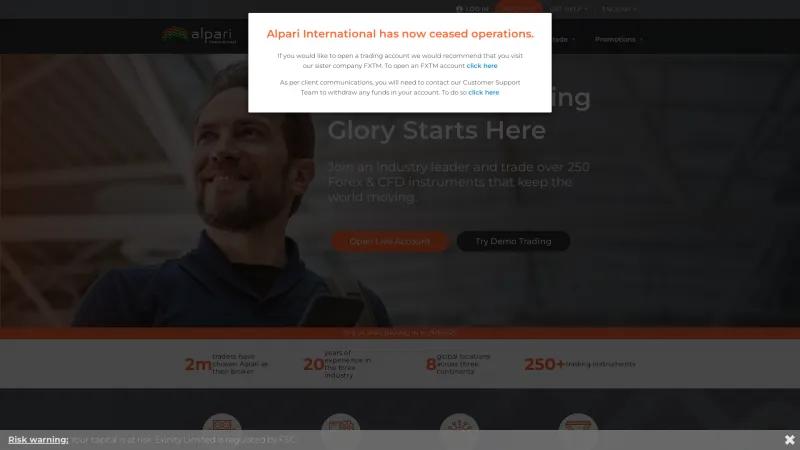 Homepage of Alpari