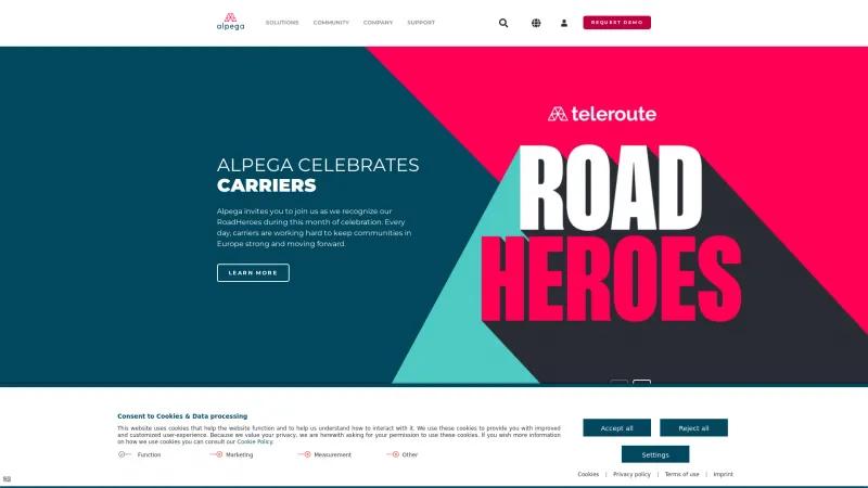 Homepage of Alpega TMS