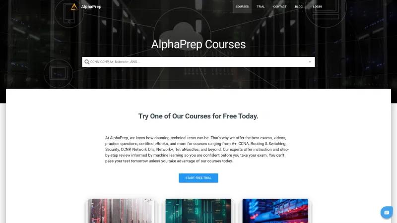 Homepage of AlphaPrep