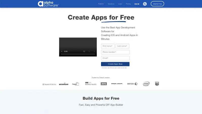 Homepage of Alpha Anywhere