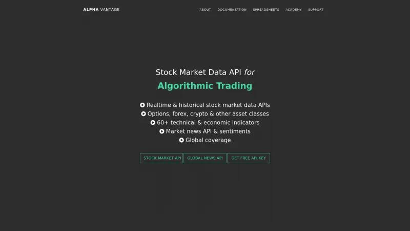 Homepage of Alpha Vantage