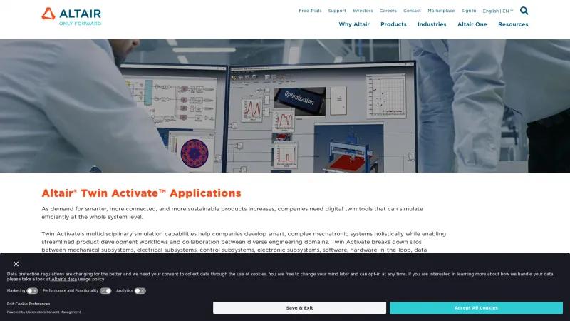 Homepage of Altair Activate