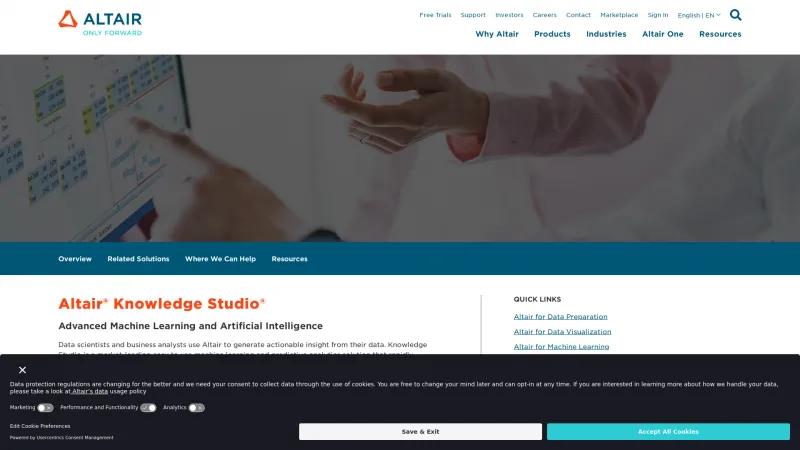 Homepage of Altair Knowledge Studio