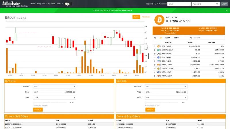 Homepage of AltCoinTrader