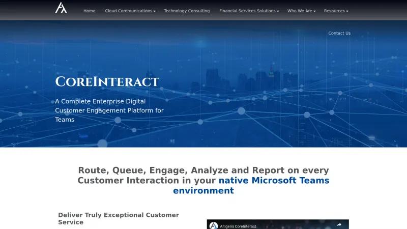 Homepage of CoreInteract by Altigen