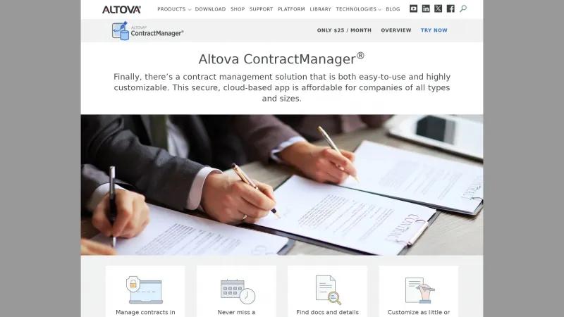 Homepage of Altova ContractManager