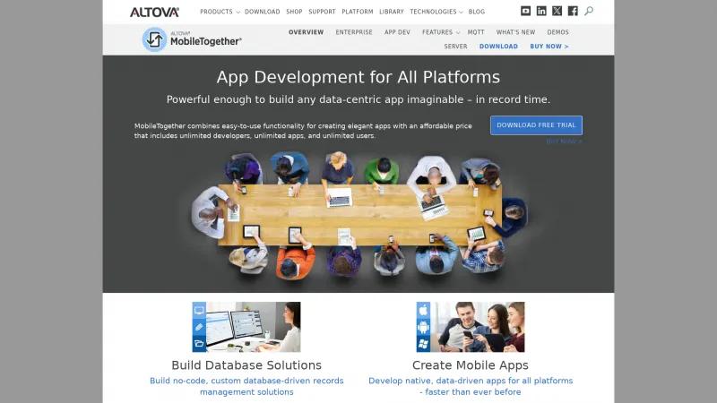 Homepage of Altova MobileTogether