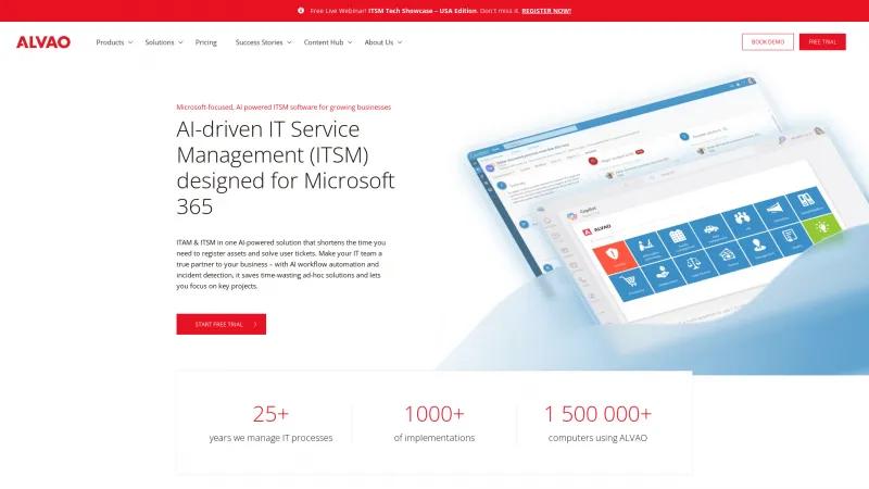 Homepage of ALVAO IT Service Management