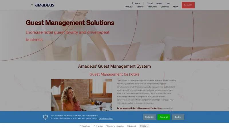 Homepage of Amadeus GuestView360