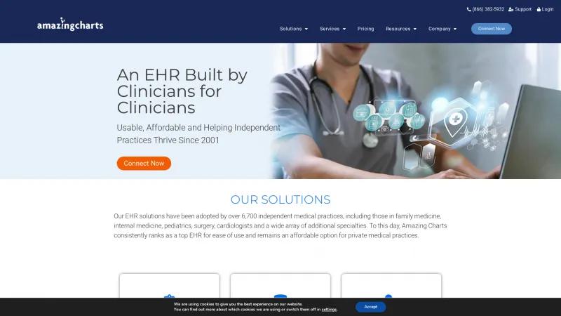 Homepage of Amazing Charts EHR