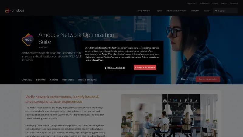 Homepage of Amdocs Network Optimization Suite