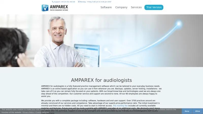 Homepage of AMPAREX for Audiologists