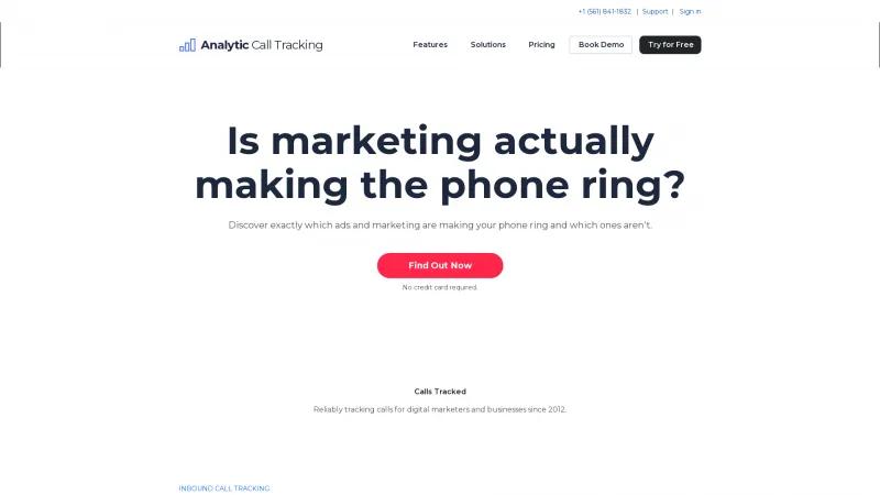 Homepage of Analytic Call Tracking