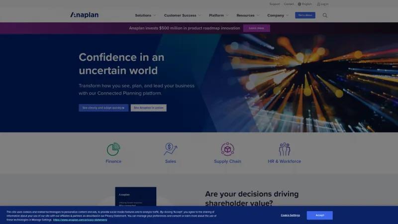 Homepage of Anaplan