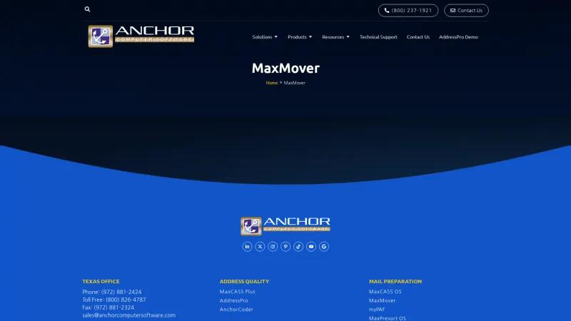 Homepage of MaxMover