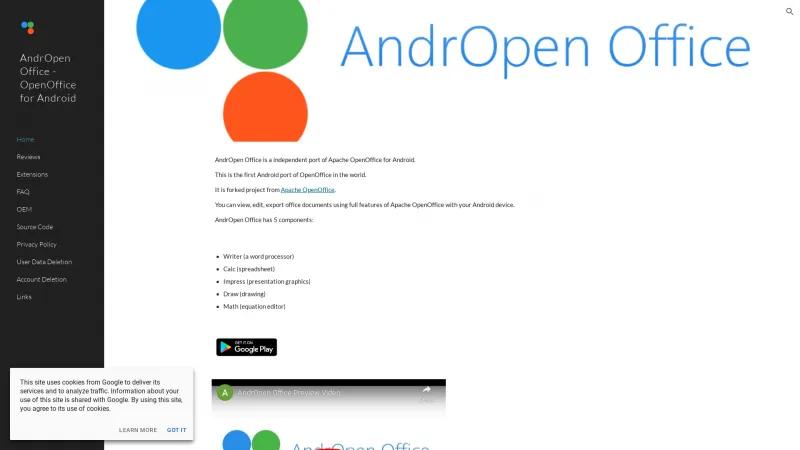 Homepage of AndrOpen Office