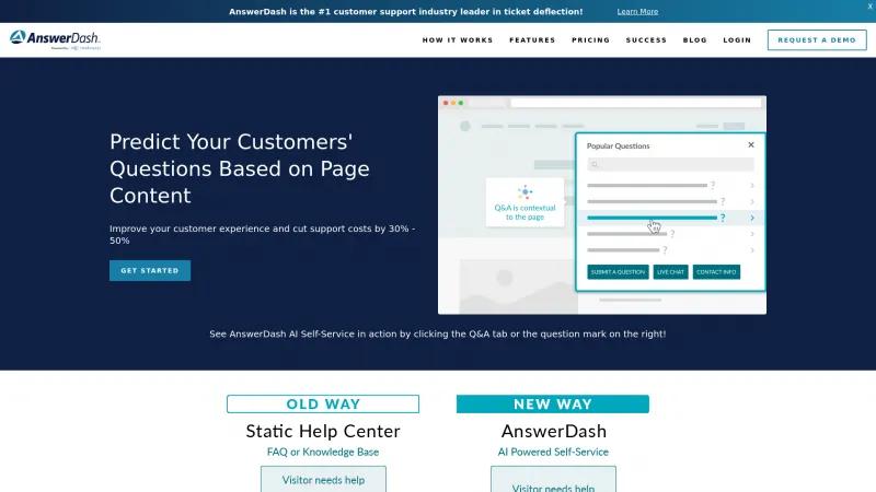 Homepage of AnswerDash