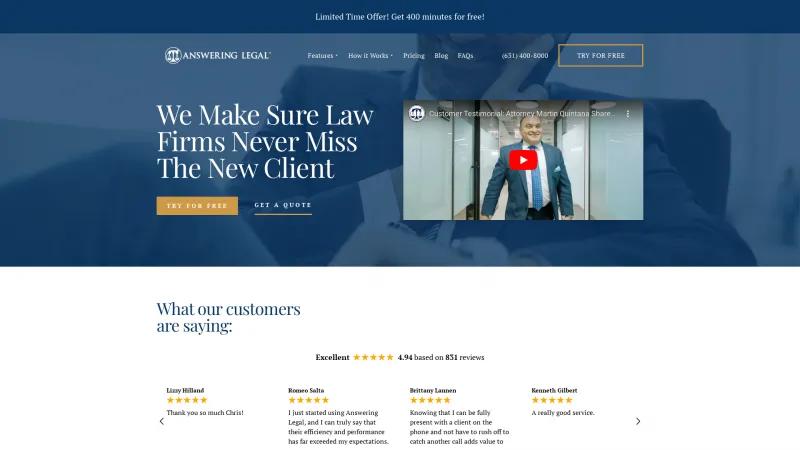 Homepage of Answering Legal