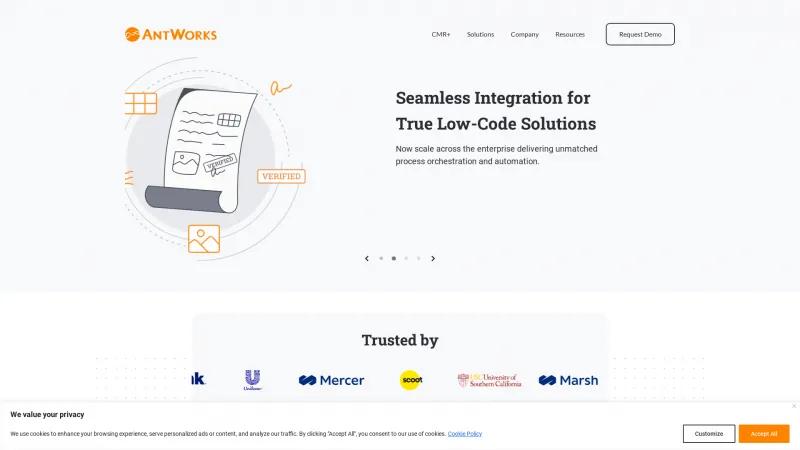 Homepage of AntWorks RPA