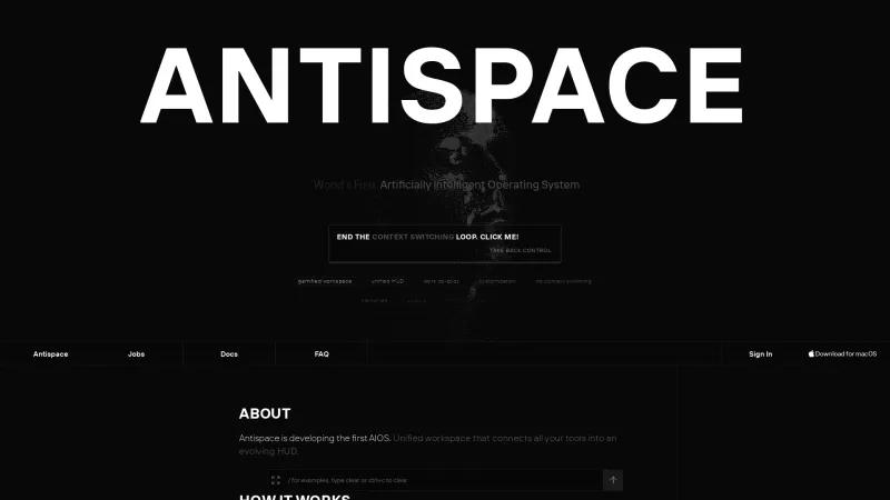 Homepage of Antispace