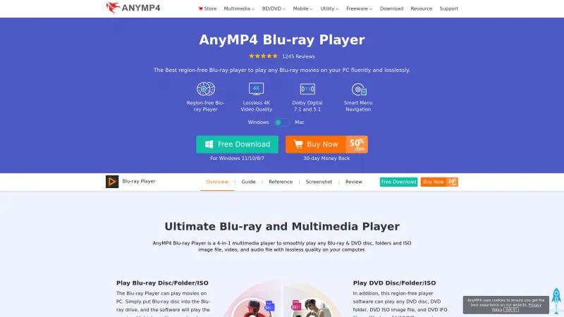 Homepage of AnyMP4 Blu-ray Player