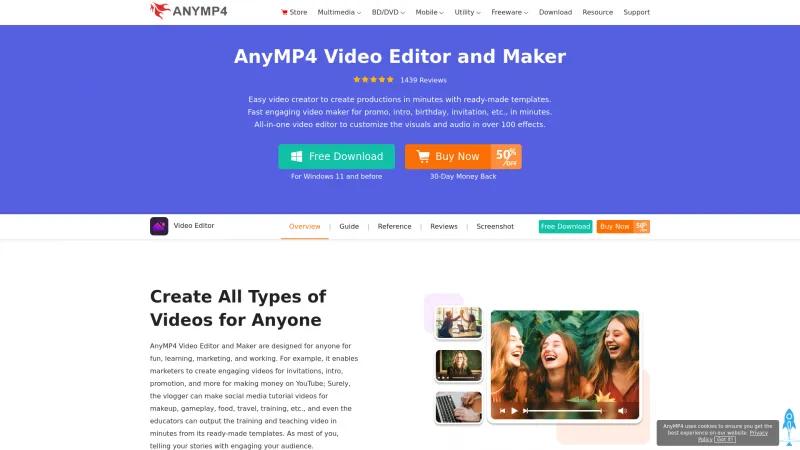 Homepage of AnyMP4 Video Editor