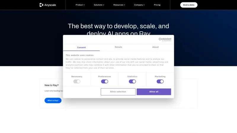 Homepage of Anyscale