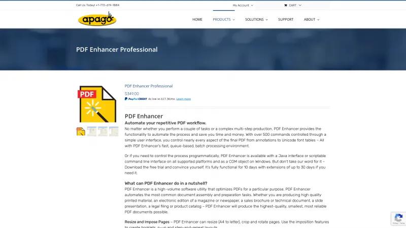 Homepage of PDF Enhancer