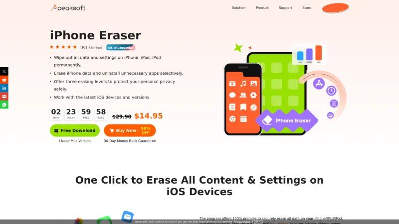 Homepage of Apeaksoft iPhone Eraser