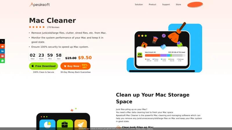 Homepage of Apeaksoft Mac Cleaner