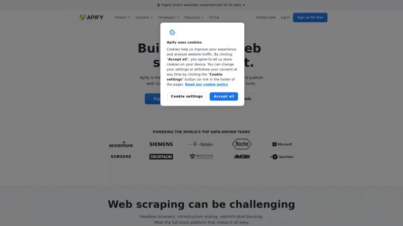 Homepage of Apify