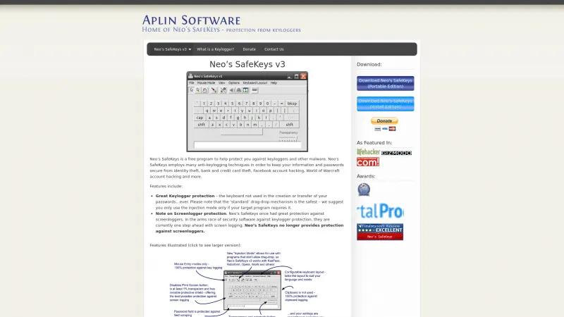 Homepage of Neo’s SafeKeys