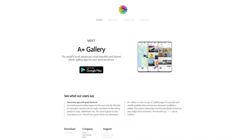 Homepage of A+ Gallery