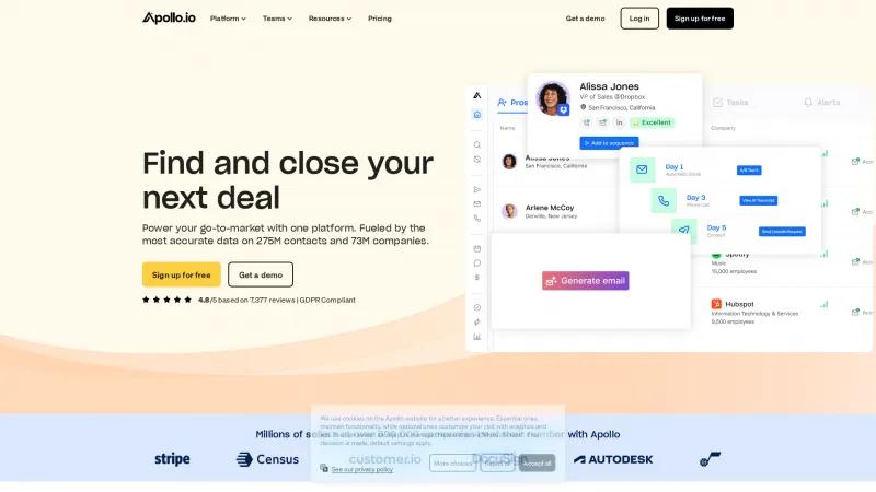 Homepage of Apollo.io
