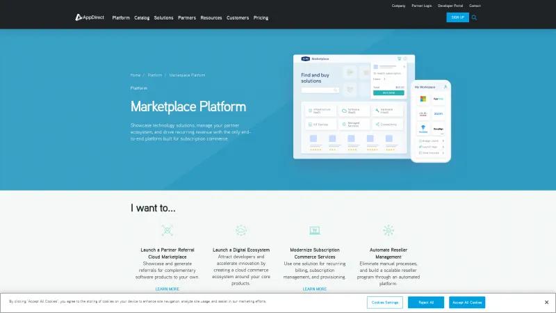 Homepage of AppDirect