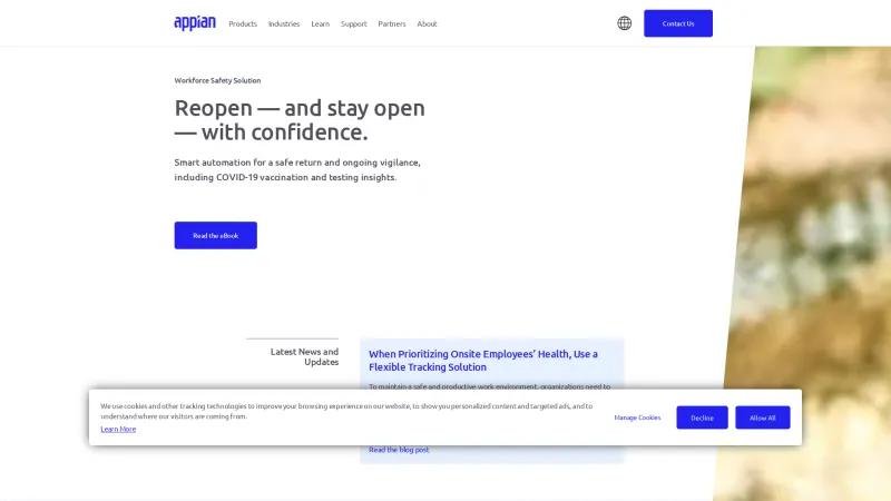 Homepage of Appian Workforce Safety