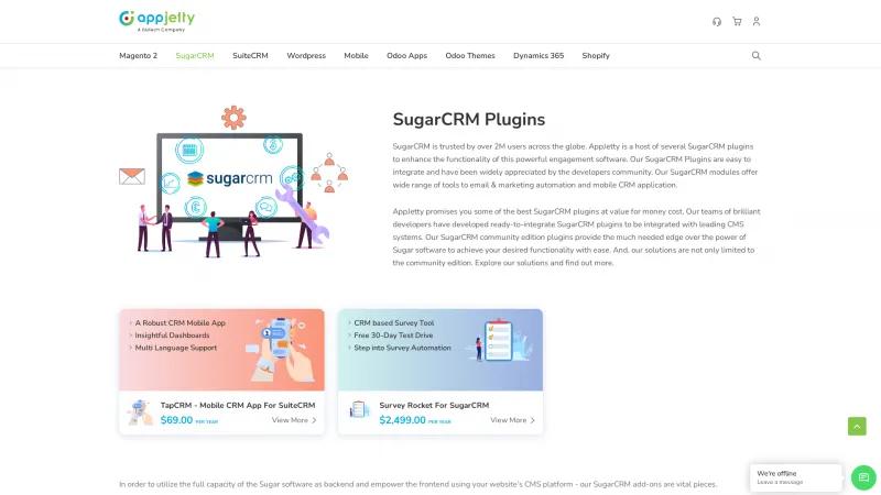 Homepage of SugarCRM Survey Rocket