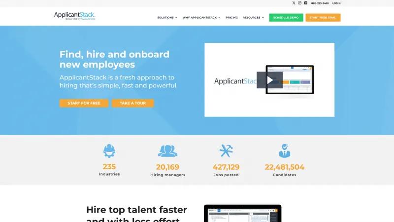 Homepage of ApplicantStack