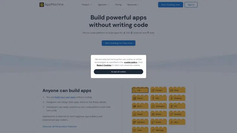 Homepage of AppMachine