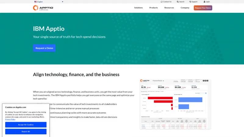 Homepage of ApptioOne