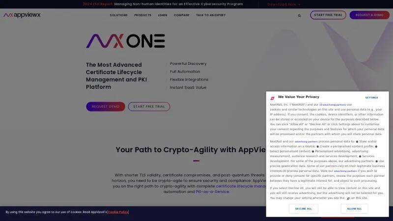 Homepage of AVX ONE