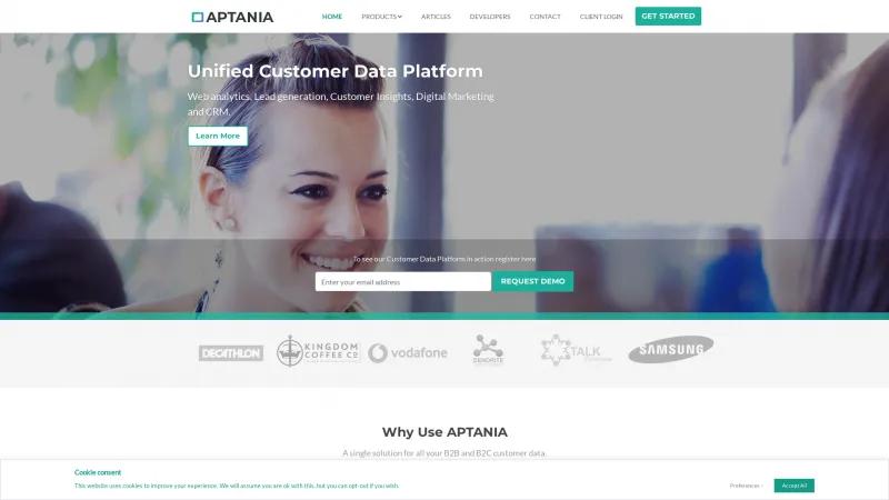 Homepage of APTANIA