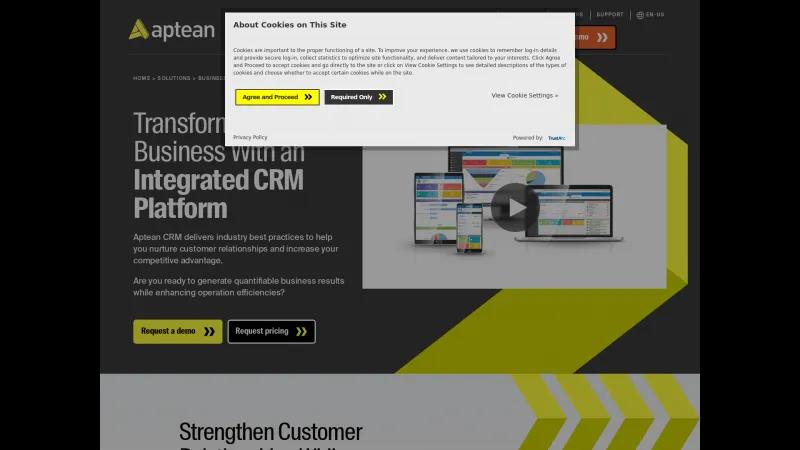 Homepage of Aptean CRM